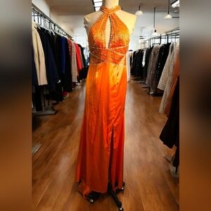 Source Unknown Vibrant Orange Prom Dress